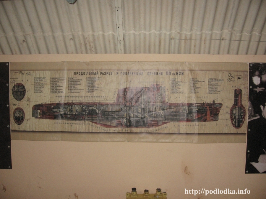 Продольный разрез подлодки пр.629