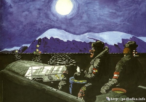 Ночной переход подлодки