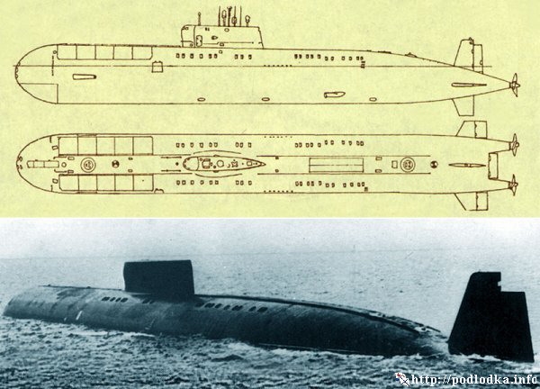 Атомный ракетоносец проекта 661. Схема